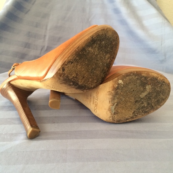 Jimmy Choo Tan/Brown Peep-toe Slingback Sandals - Picture 6 of 8
